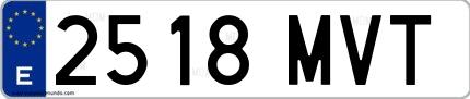 Ejemplo de matrícula española 2518 MVT