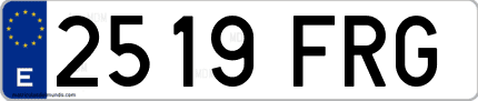 Ejemplo de matrícula de coche ordinaria 2519 FRG
