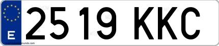 Ejemplo de matrícula española 2519 KKC