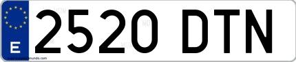 Ejemplo de matrícula española 2520 DTN