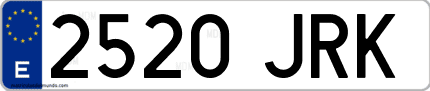 Ejemplo de matrícula de coche ordinaria 2520 JRK