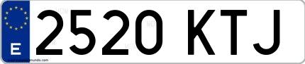 Ejemplo de matrícula española 2520 KTJ