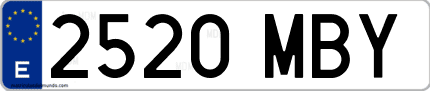 Ejemplo de matrícula de coche ordinaria 2520 MBY