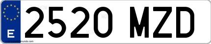 Ejemplo de matrícula española 2520 MZD