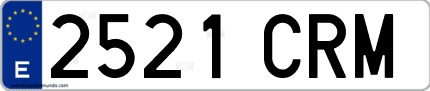 Ejemplo de matrícula de coche ordinaria 2521 CRM