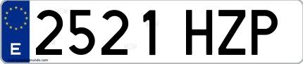 Ejemplo de matrícula española 2521 HZP