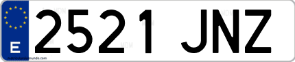 Ejemplo de matrícula de coche ordinaria 2521 JNZ