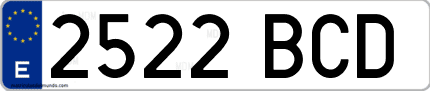 Ejemplo de matrícula de coche ordinaria 2522 BCD