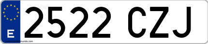 Ejemplo de matrícula de coche ordinaria 2522 CZJ