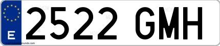 Ejemplo de matrícula española 2522 GMH