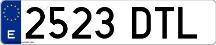Ejemplo de matrícula española 2523 DTL