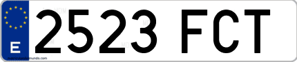 Ejemplo de matrícula de coche ordinaria 2523 FCT