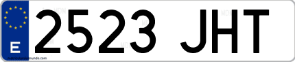 Ejemplo de matrícula de coche ordinaria 2523 JHT