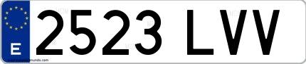 Ejemplo de matrícula española 2523 LVV