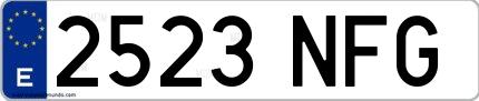 Ejemplo de matrícula española 2523 NFG