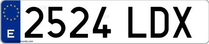 Ejemplo de matrícula de coche ordinaria 2524 LDX