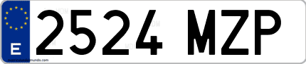 Ejemplo de matrícula de coche ordinaria 2524 MZP