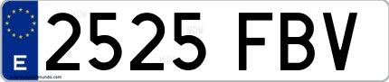 Ejemplo de matrícula española 2525 FBV