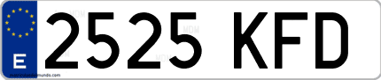 Ejemplo de matrícula de coche ordinaria 2525 KFD