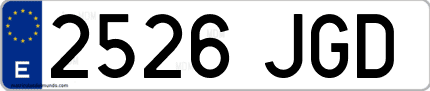 Ejemplo de matrícula de coche ordinaria 2526 JGD