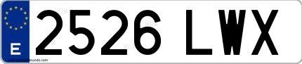 Ejemplo de matrícula española 2526 LWX