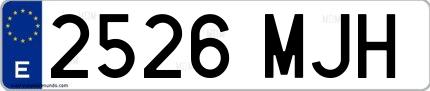 Ejemplo de matrícula española 2526 MJH