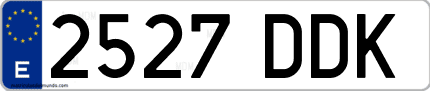 Ejemplo de matrícula de coche ordinaria 2527 DDK