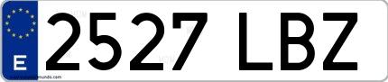 Ejemplo de matrícula española 2527 LBZ