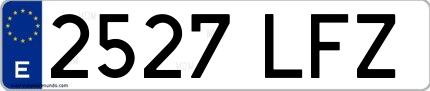 Ejemplo de matrícula española 2527 LFZ