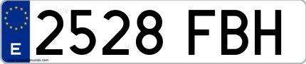 Ejemplo de matrícula española 2528 FBH
