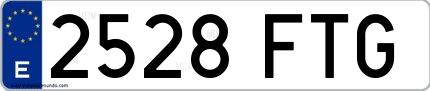 Ejemplo de matrícula española 2528 FTG