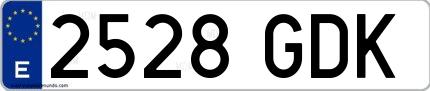 Ejemplo de matrícula española 2528 GDK