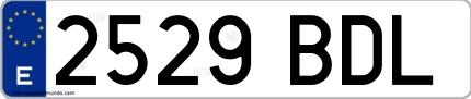 Ejemplo de matrícula española 2529 BDL