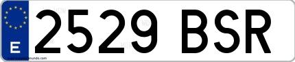 Ejemplo de matrícula española 2529 BSR