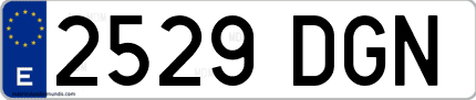 Ejemplo de matrícula de coche ordinaria 2529 DGN
