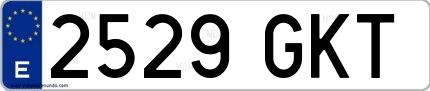 Ejemplo de matrícula española 2529 GKT