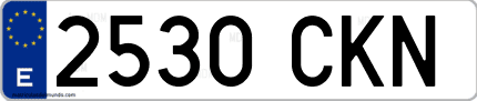 Ejemplo de matrícula de coche ordinaria 2530 CKN