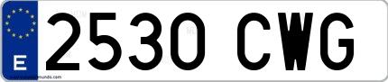 Ejemplo de matrícula española 2530 CWG