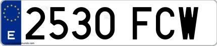 Ejemplo de matrícula de coche ordinaria 2530 FCW