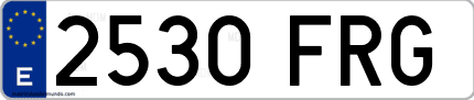 Ejemplo de matrícula de coche ordinaria 2530 FRG