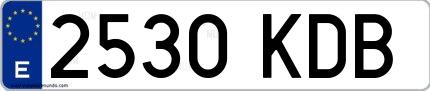 Ejemplo de matrícula de coche ordinaria 2530 KDB
