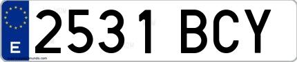 Ejemplo de matrícula española 2531 BCY