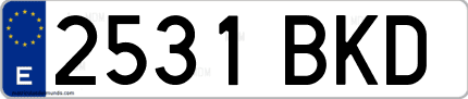 Ejemplo de matrícula de coche ordinaria 2531 BKD