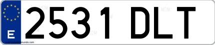 Ejemplo de matrícula española 2531 DLT
