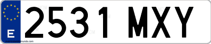 Ejemplo de matrícula de coche ordinaria 2531 MXY
