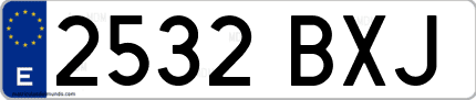 Ejemplo de matrícula de coche ordinaria 2532 BXJ