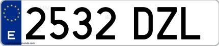 Ejemplo de matrícula de coche ordinaria 2532 DZL