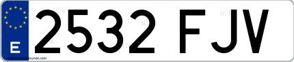 Ejemplo de matrícula española 2532 FJV