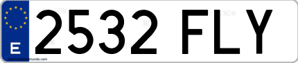 Ejemplo de matrícula de coche ordinaria 2532 FLY