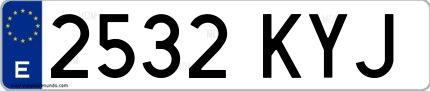 Ejemplo de matrícula española 2532 KYJ